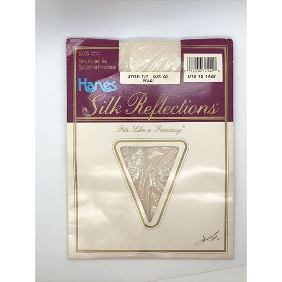 VNT NWT Hanes Silk Reflections Pantyhose Pearl C-D Control Top Sandalfoot NIP - Picture 1 of 15